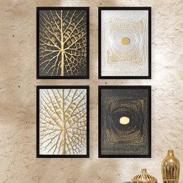 Wallity Set_132 Cuadros Decorativos Enmarcados Multicolor (4 Piezas)